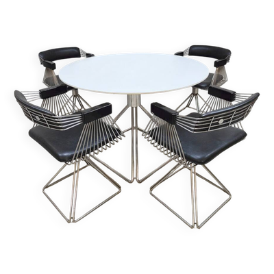 Ensemble table et chaises de salle à manger Delta au design vintage Rudi Verelst Novalux