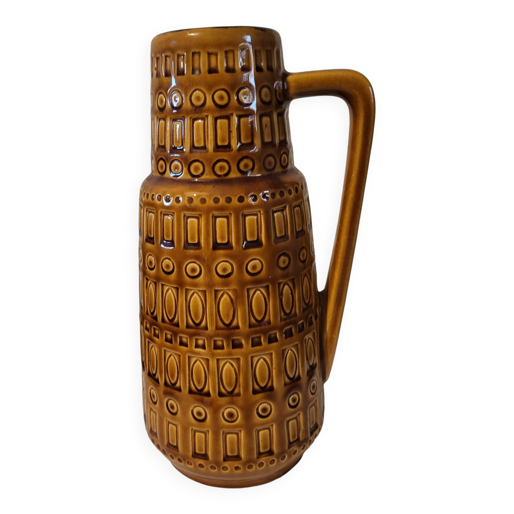Ochre vase with handle, Scheurich Keramik, West Germany, 1960,70