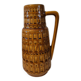 Vase ocre avec anse, Scheurich Keramik, West Germany, 1960-1970