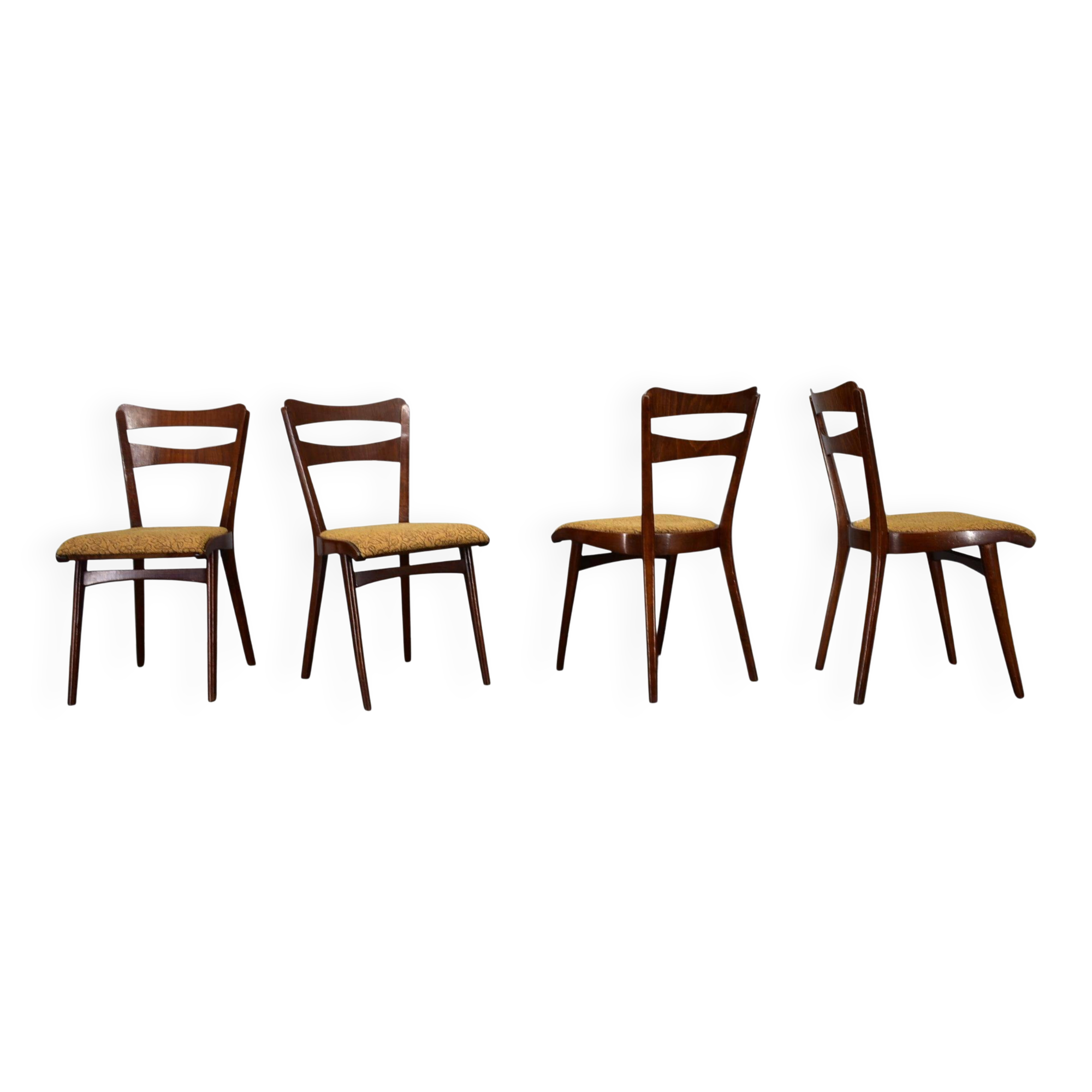 Vintage walnut dining chairs by Mier Topolcany, Czechoslovakia, 1960s, set of 4