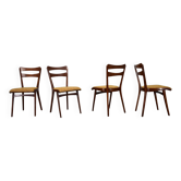 Vintage walnut dining chairs by Mier Topolcany, Czechoslovakia, 1960s, set of 4