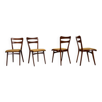 Vintage walnut dining chairs by Mier Topolcany, Czechoslovakia, 1960s, set of 4
