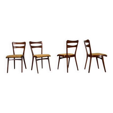 Vintage walnut dining chairs by Mier Topolcany, Czechoslovakia, 1960s, set of 4