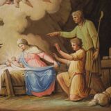 Painting tempera on paper Adoration of the Shepherds from 19th century