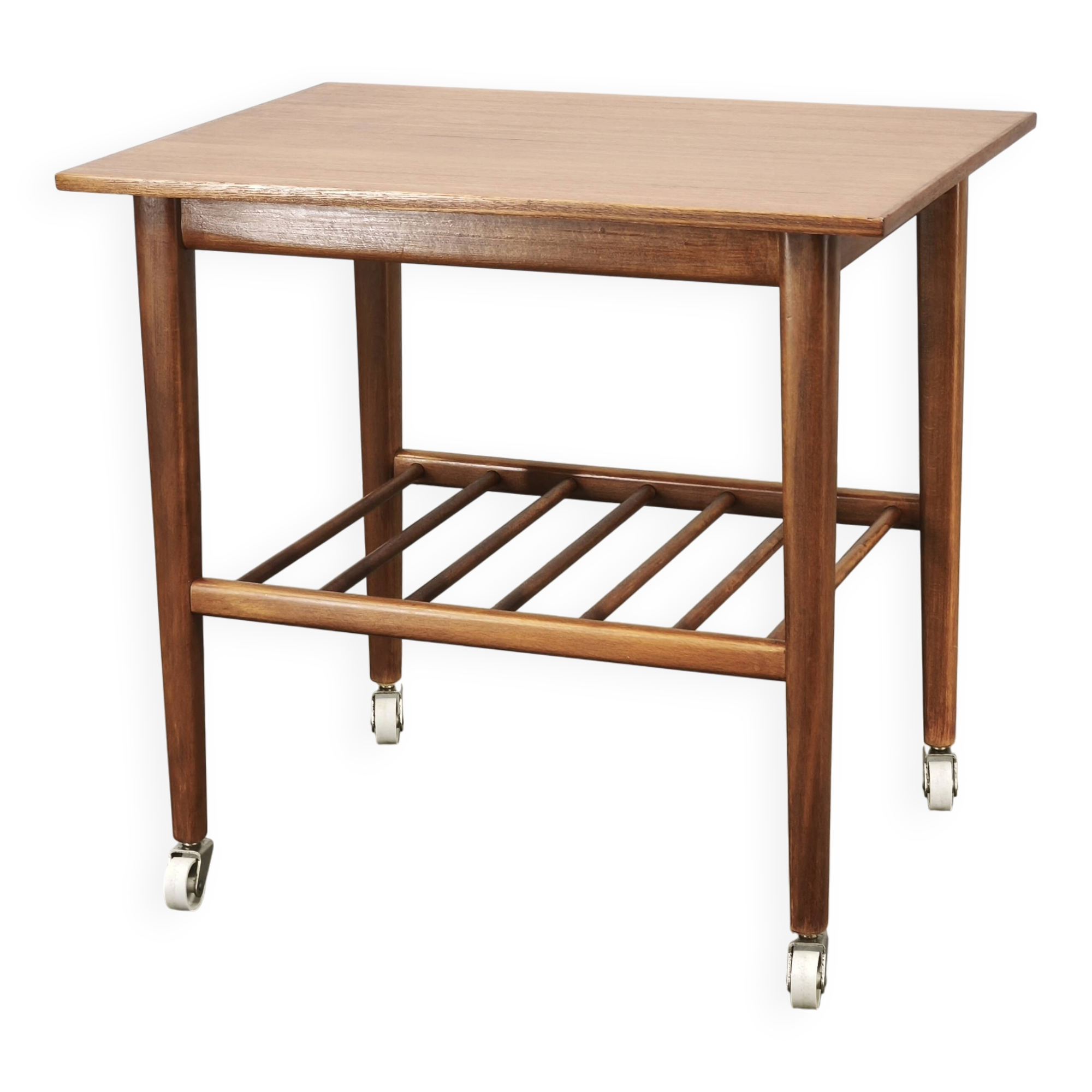 1960s Danish Modern Teak Serving Cart on Wheels