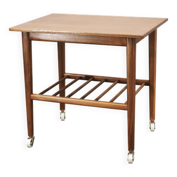 1960s Danish Modern Teak Serving Cart on Wheels