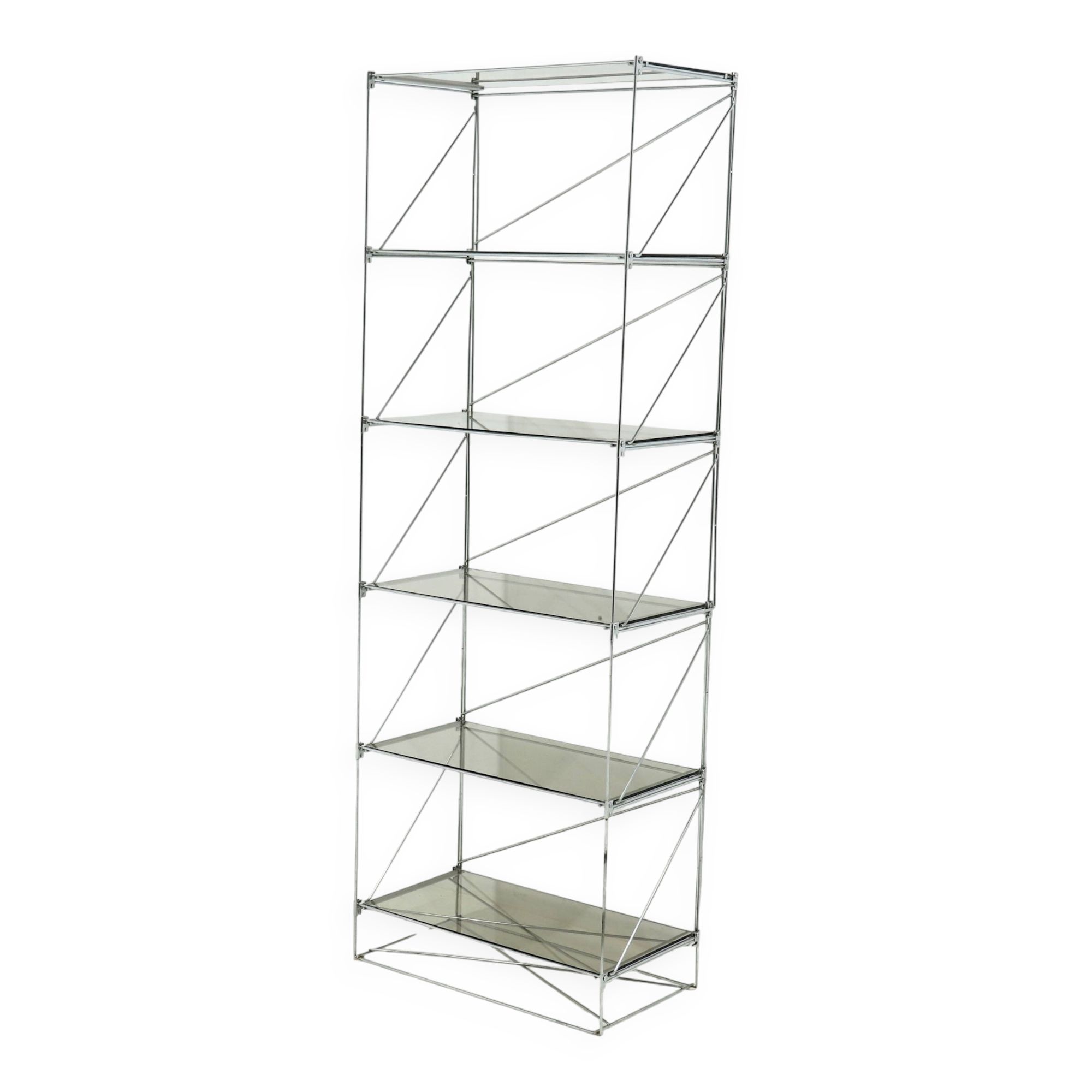 Large Minimalist Bookcase Model Isocele by Max Sauze 1970s