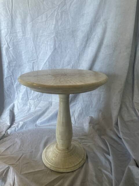 side table finished in bone marquetry