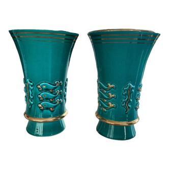 Paire de vases aux dauphins vallauris années 50-60