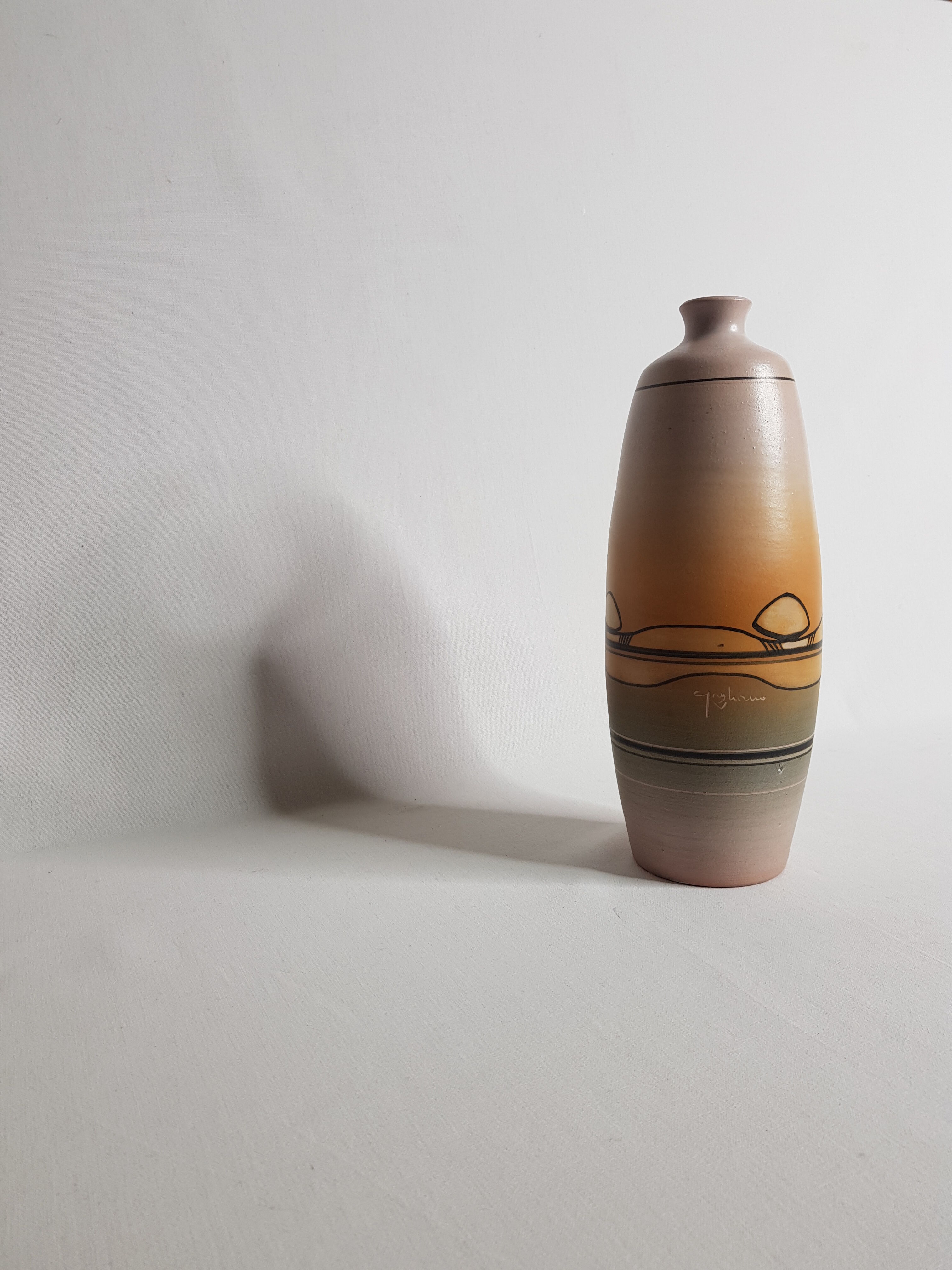 Vintage vase in ochre tones by Guy Hano