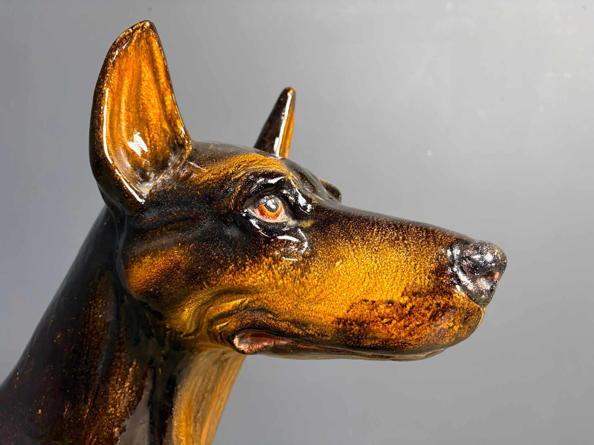 Vintage ceramic sculpture of a Doberman, 1960s