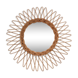 Vintage rattan sun mirror 40cm