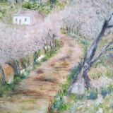 Impressionist oil on panel, spring landscape, signed, framed