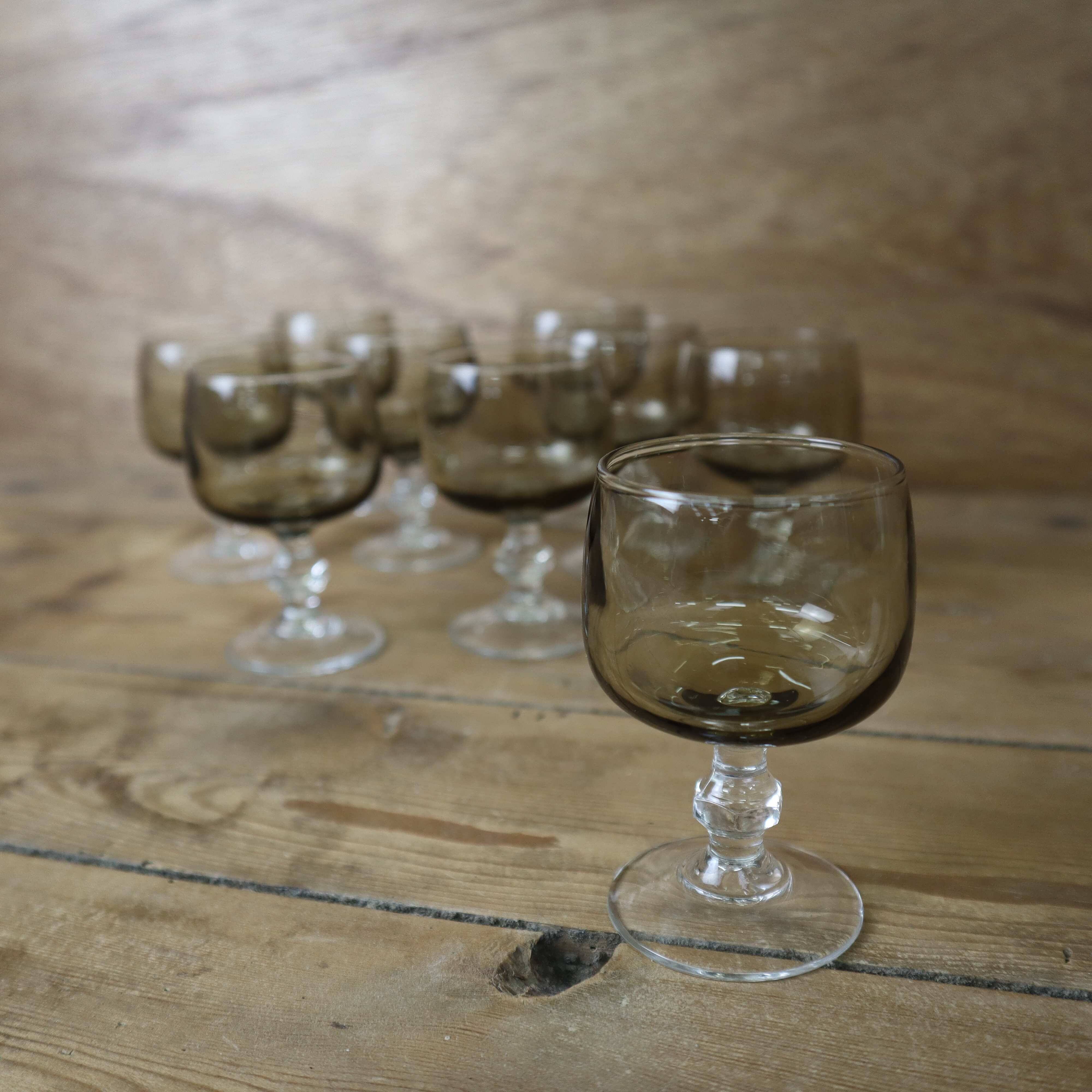 Set of 9 Luminarc smoked aperitif glasses, Domaine model