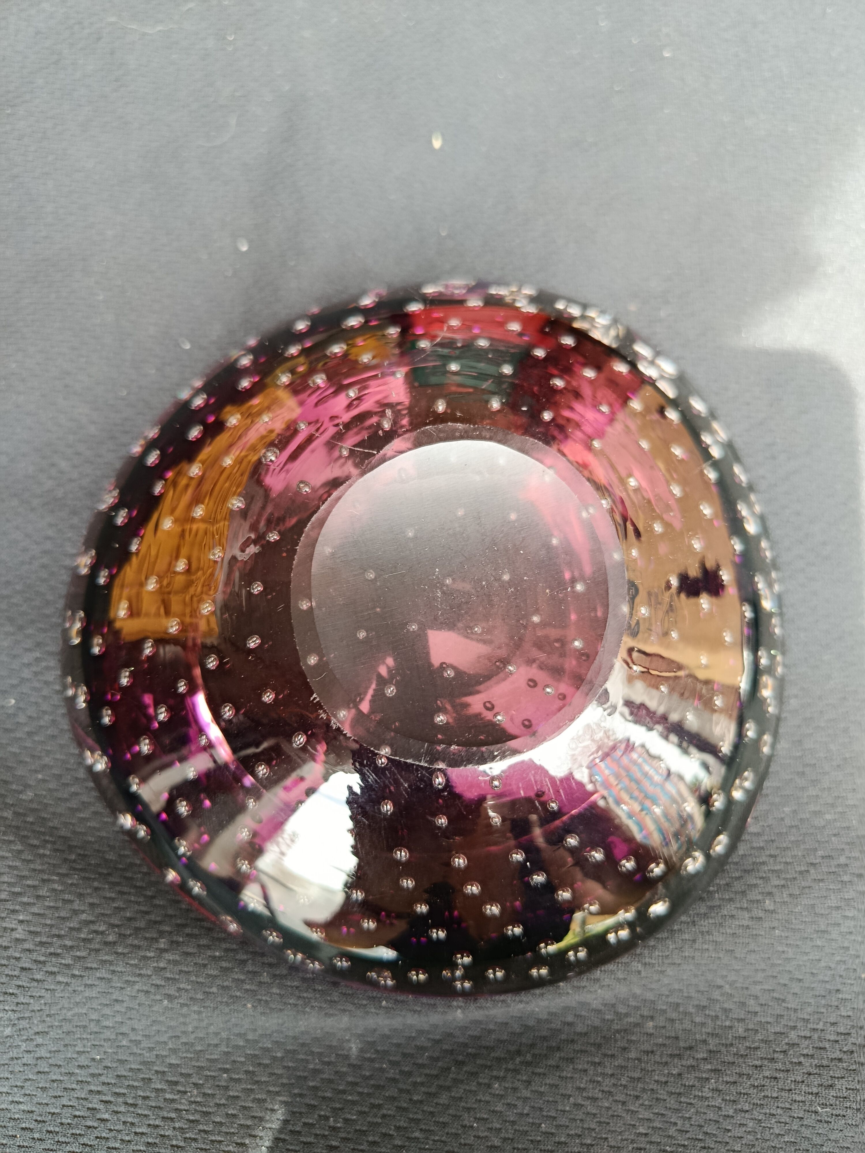 Purple bubble glass ashtray