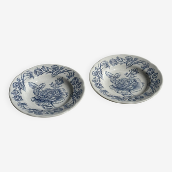 Set of 2 CP plates with blue flower pattern