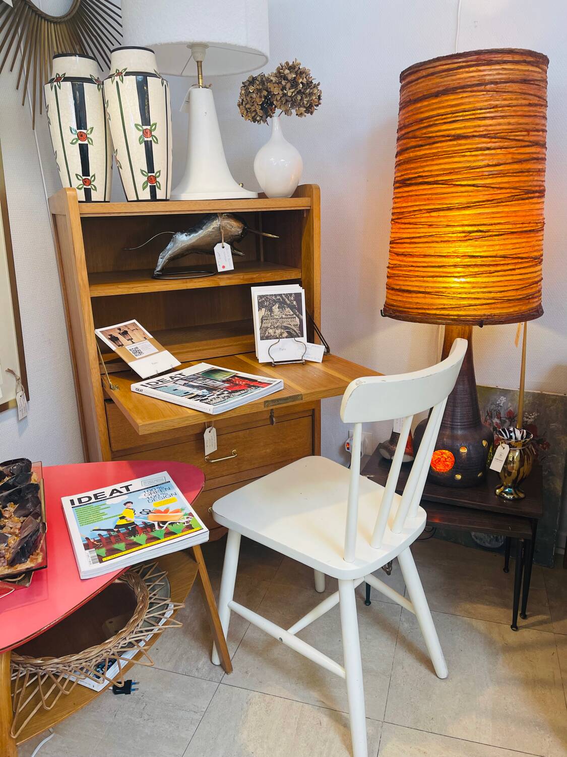 Vintage secretary with compass feet, 1960