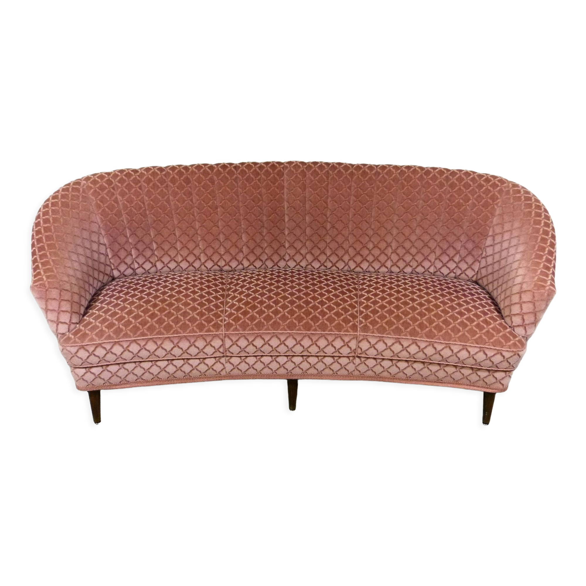 Pink velour rounded sofa 1950’s