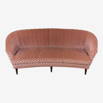 Pink velour rounded sofa 1950’s