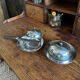 Old stamped silver metal butter dish