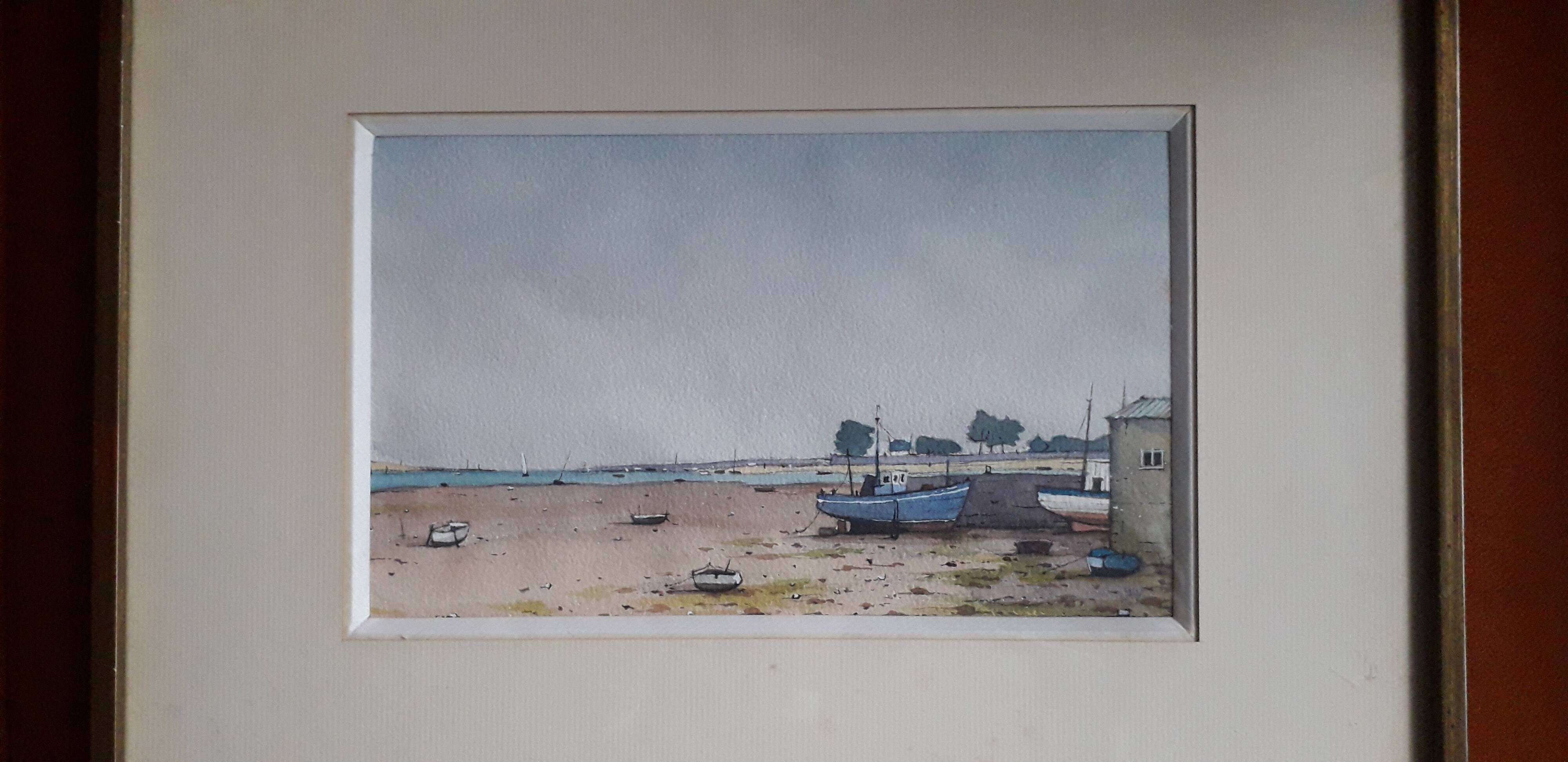 Old painting representing a seaside landscape