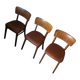 Lot de 3 chaises bistrot thonet bois courbé et skaï marron