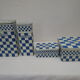 Series of 4 metal boxes, blue and white lustucru decoration