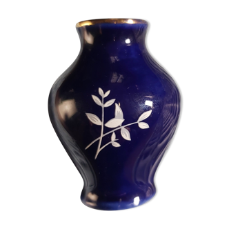Blue Limoges porcelain vase