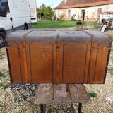 Old wooden travel trunk