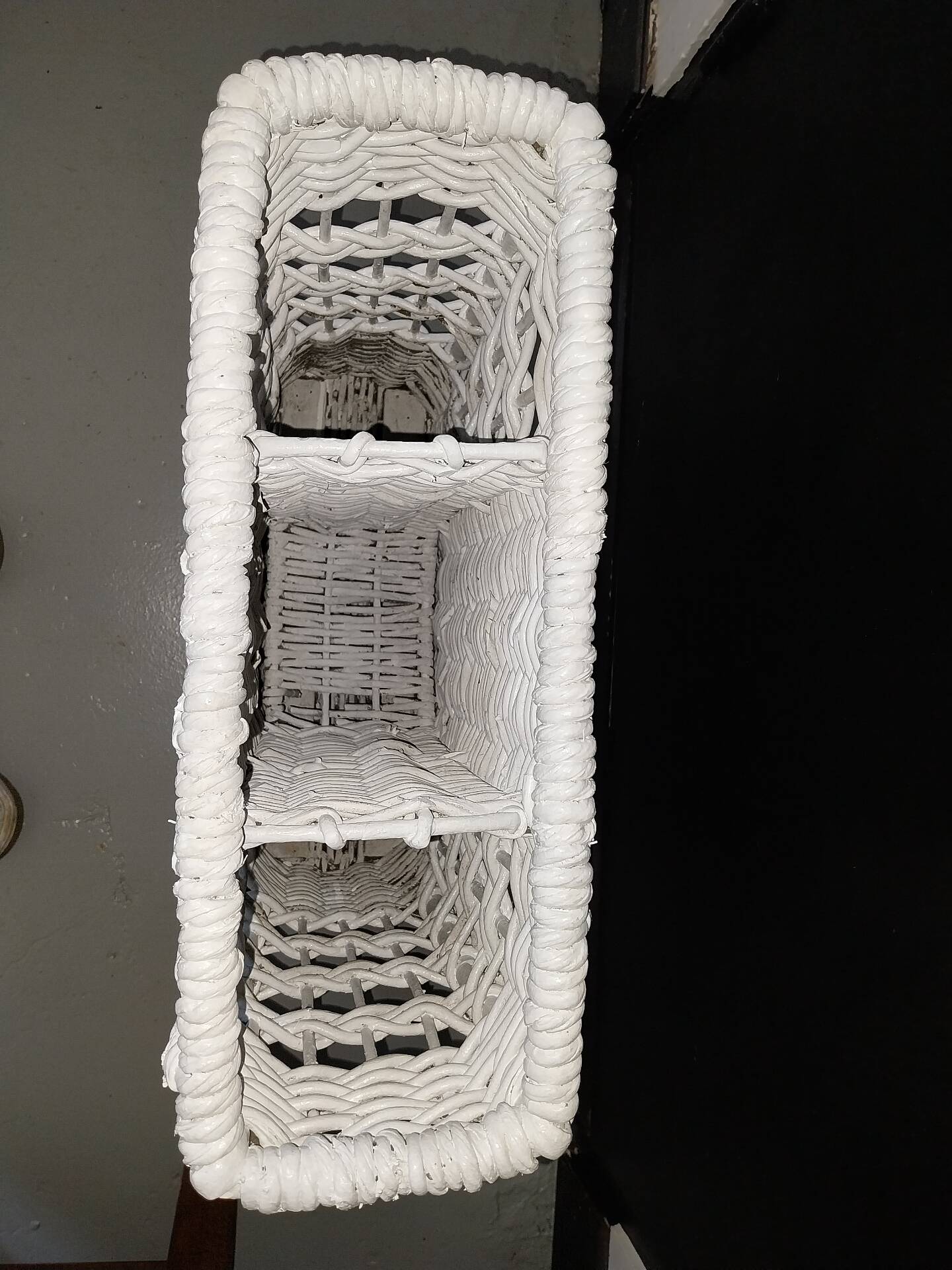 White wicker umbrella stand
