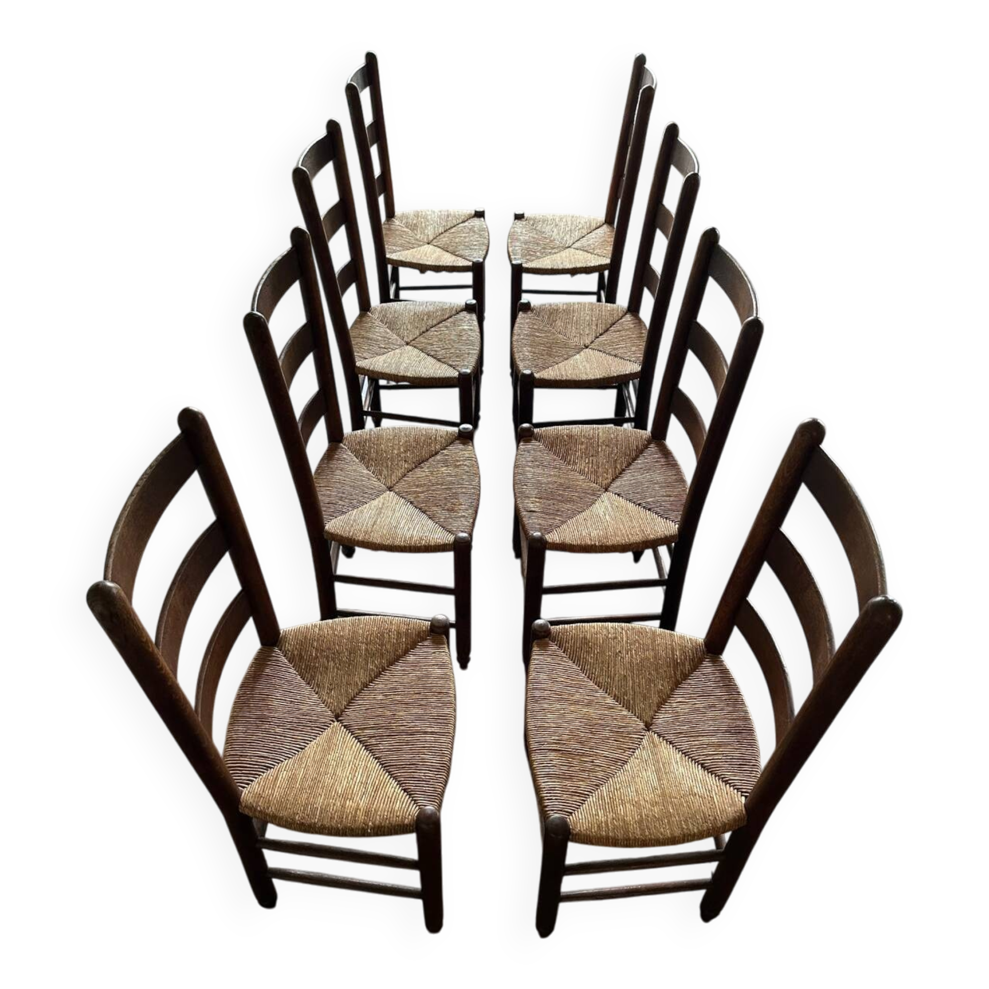 8 wooden chairs - 1950s