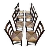 8 wooden chairs - 1950s