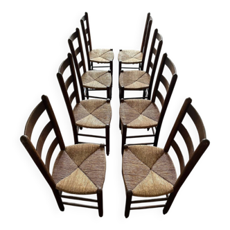 8 chaises en bois - années 50