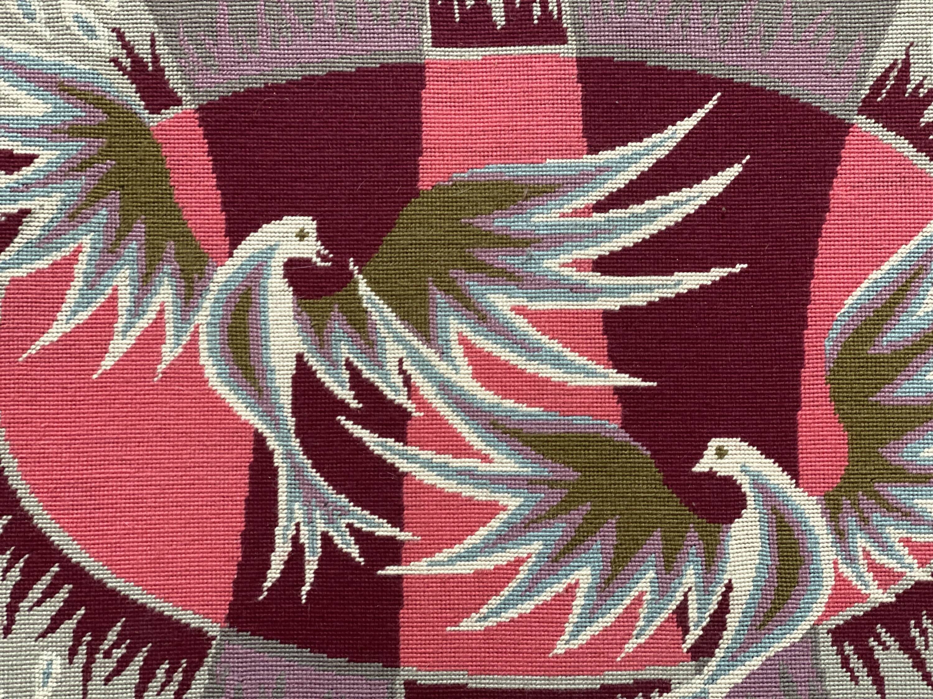 Vintage canvas 1970 signed Claude BLEYNIE, doves