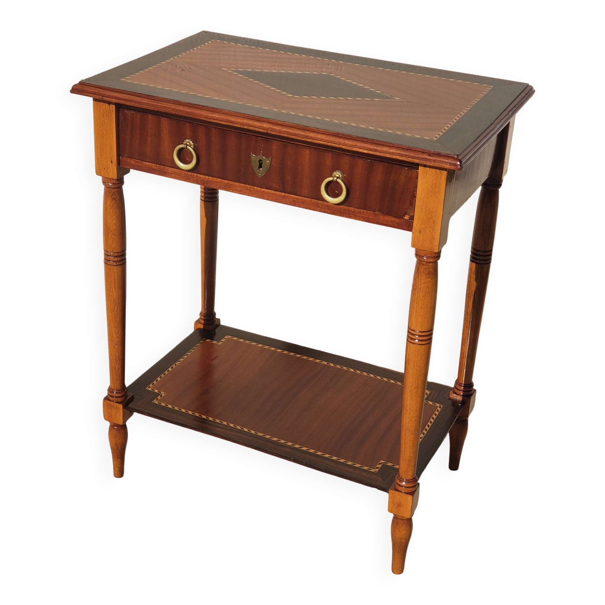 Antique vintage console side table inlaid