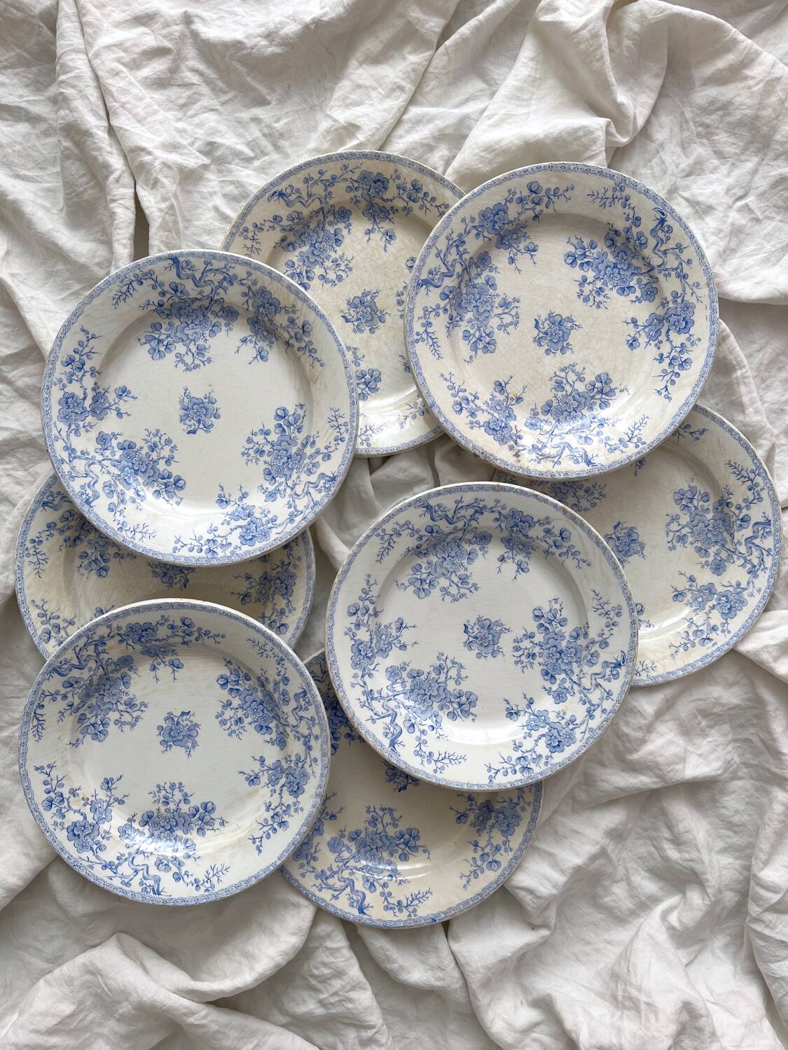 8 flat ironstone plates “Fleurette” Gien