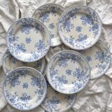 8 flat ironstone plates “Fleurette” Gien