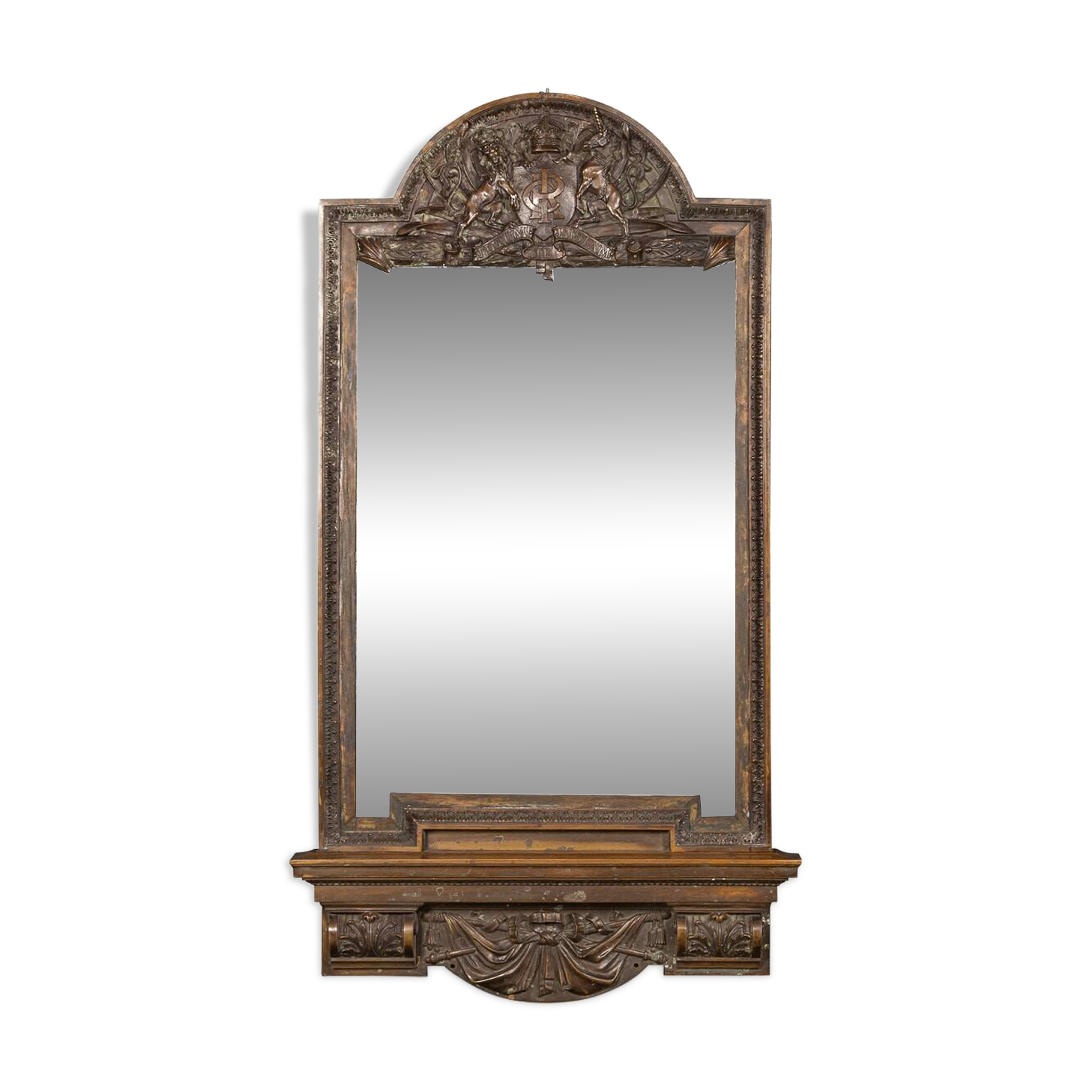 Antique 19thc cast bronze mirror, royal insurance company c.1880