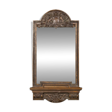 Antique 19thc cast bronze mirror, royal insurance company c.1880