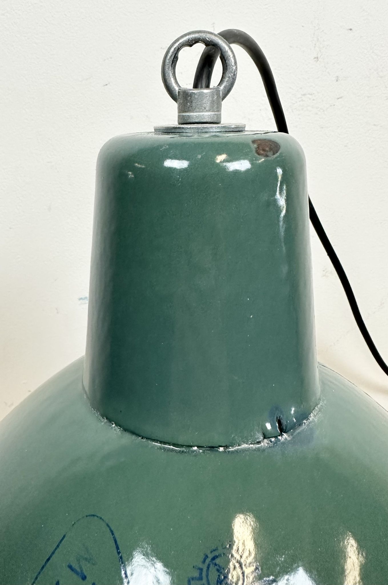 Industrial Green  Enamel Factory Lamp, 1960s