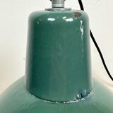 Lampe industrielle d’usine en émail vert années 1960