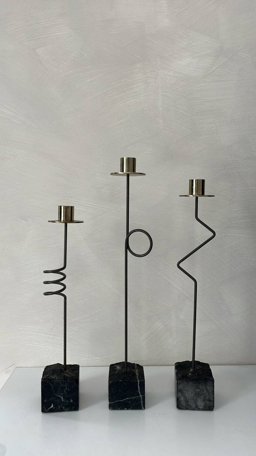 IKEA Krasen vintage candlesticks by Ehlen Johansson, Memphis 1987