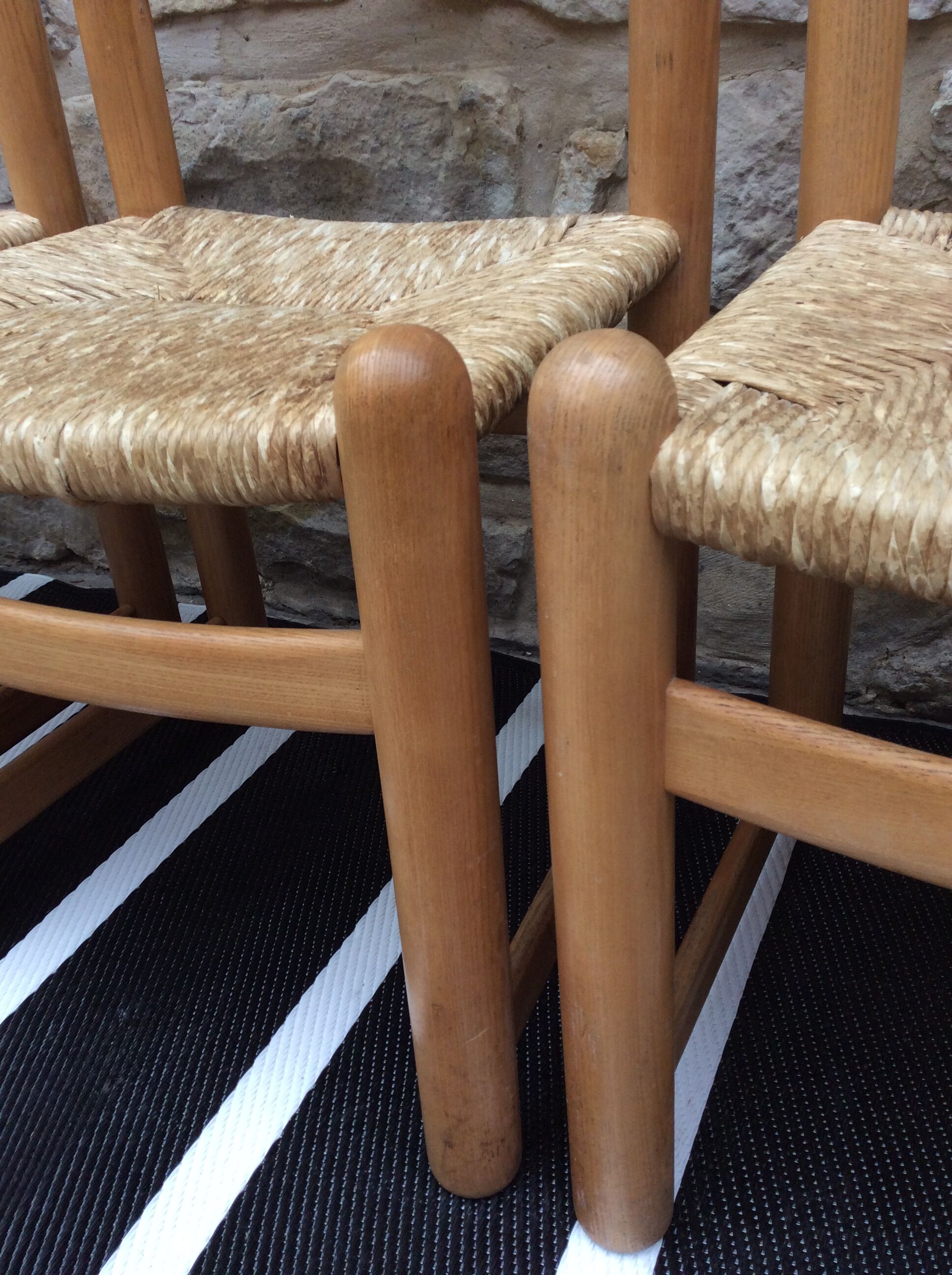 Straw seated wooden chairs