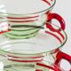 Set of six mouth-blown uranium glass cups, France, Mid-Century