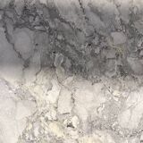 Formica table with marble motif, with drawer and its 3 chairs.