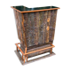 Brutalist wooden bar cabinet with 2 stools