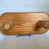 Small wooden coat rack with two hooks