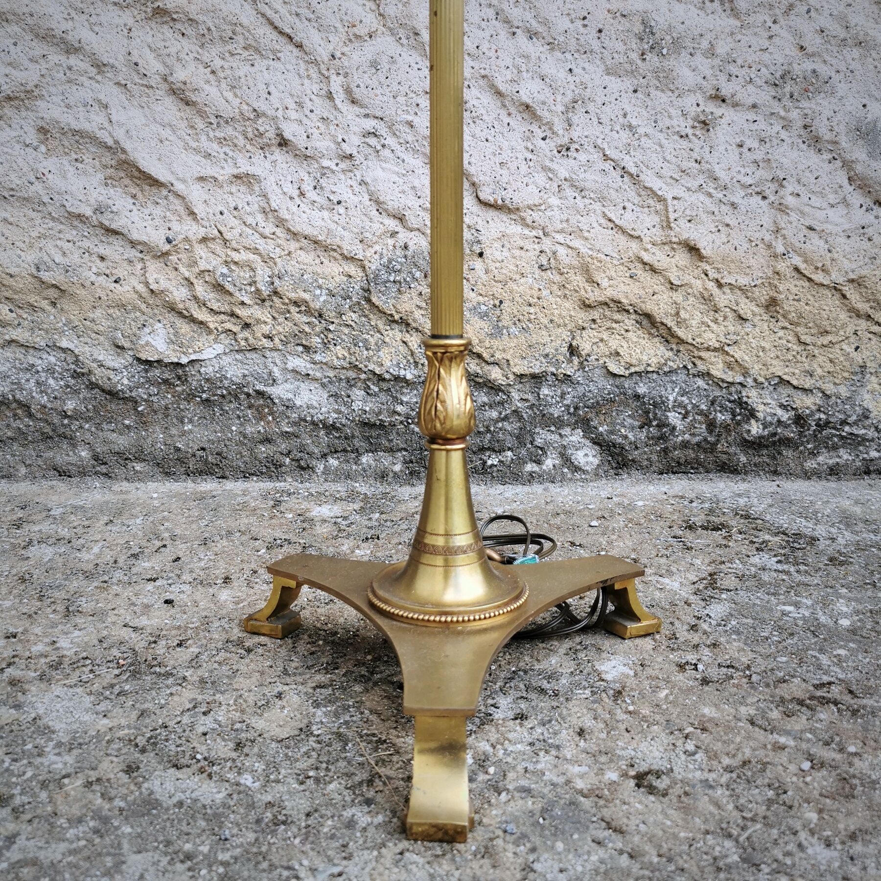 Brass foot floor lamp and petal flower lampshade