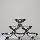 6 coupelles à dessert sur pieds en inox vintages style bistrot