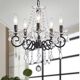 Crystal Chandelier with 5 Arms — Modern Style Black & Glass